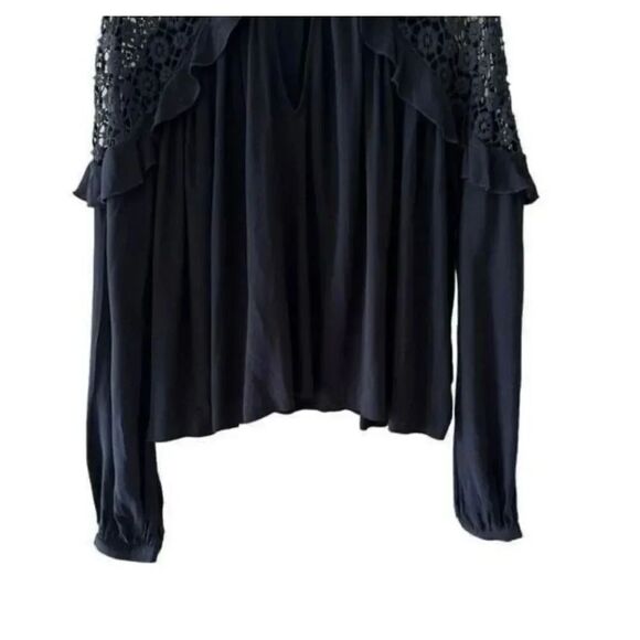 Free People Womens Little Bit Of Love Knit Blouse  Crochet Flowy Sz M #1840 - Picture 8 of 13